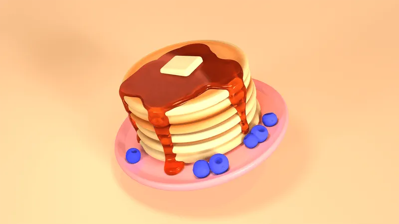 A 3d design of pancake modeled in Womp based on a hand-drawn sketch