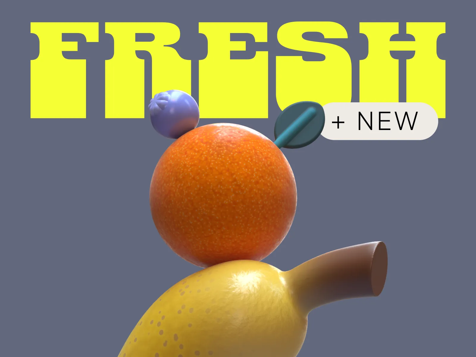 Womp 3D modeling artwork of fruit poster made with easy 3D editor