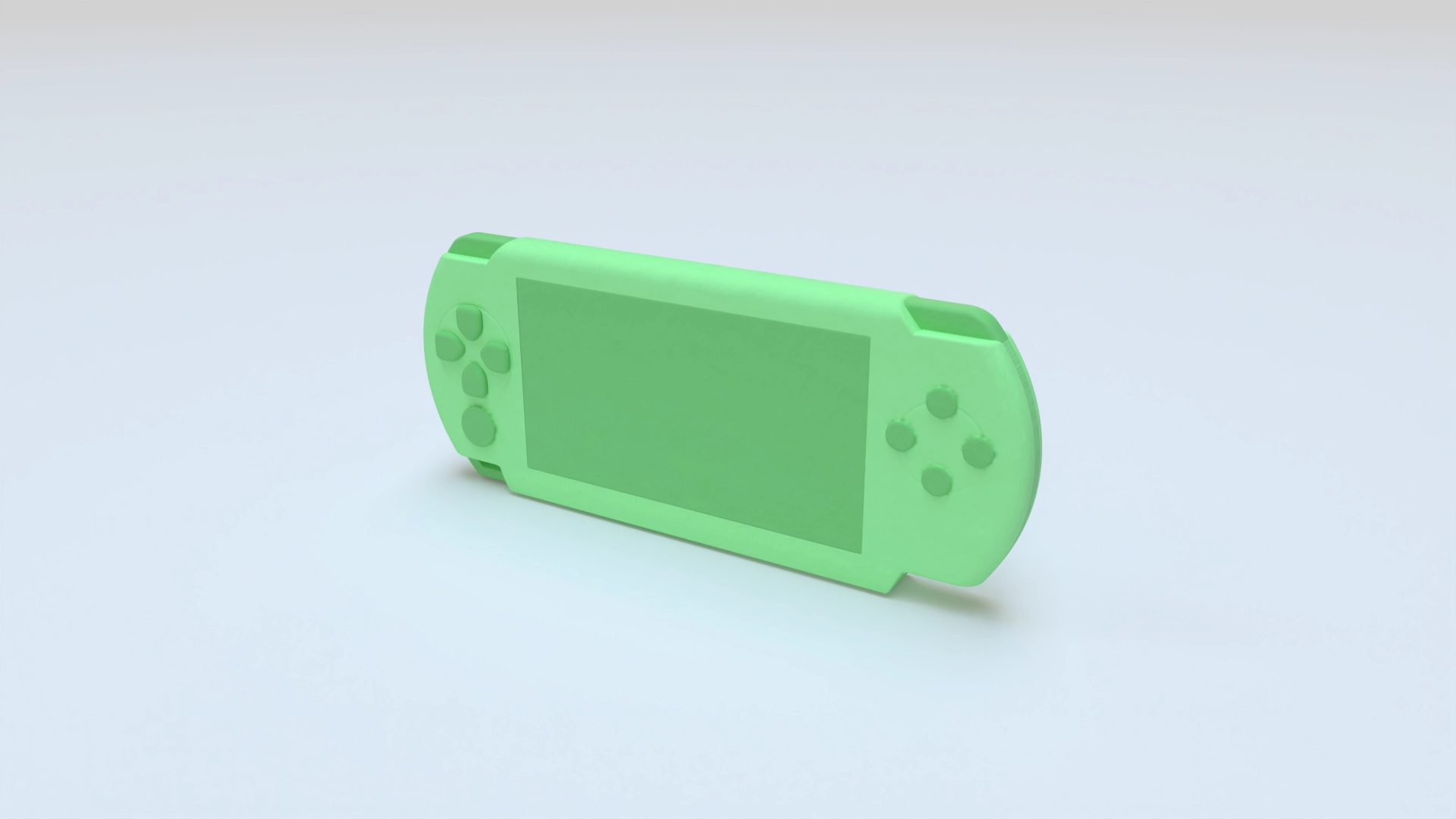 A 3D model of a Sony PSP gaming console designed in Womp, highlighting consumer electronics design with precision 3D modeling techniques.