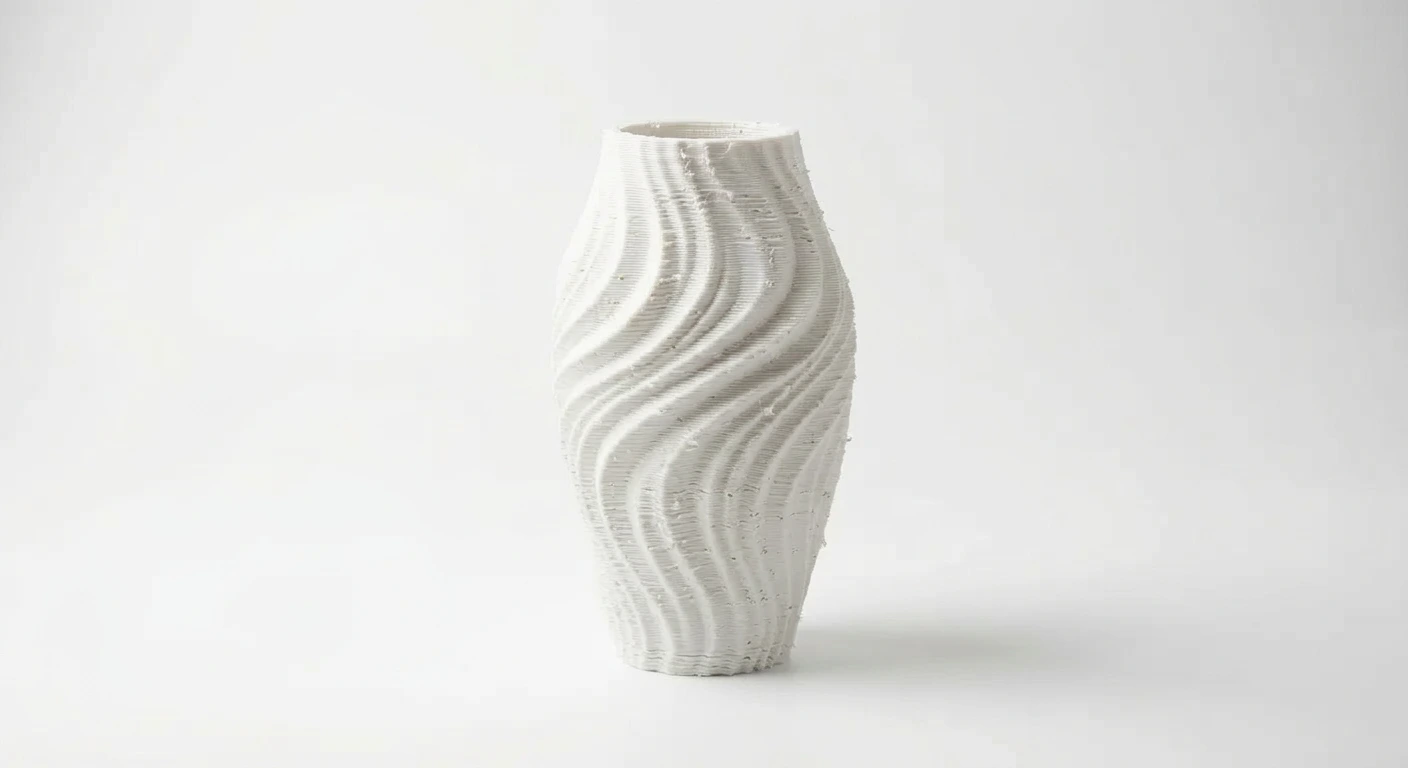 Typical home 3D print, visible layer lines and lower resolution