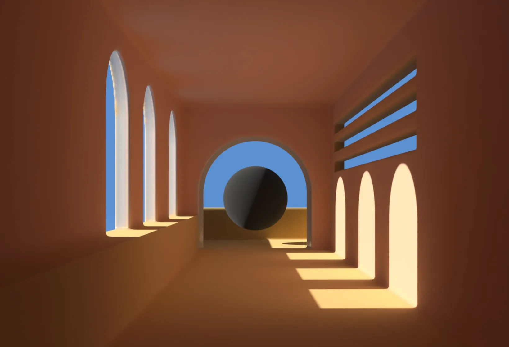 A serene abstract 3D scene created in Womp, representing digital mindfulness and creativity.