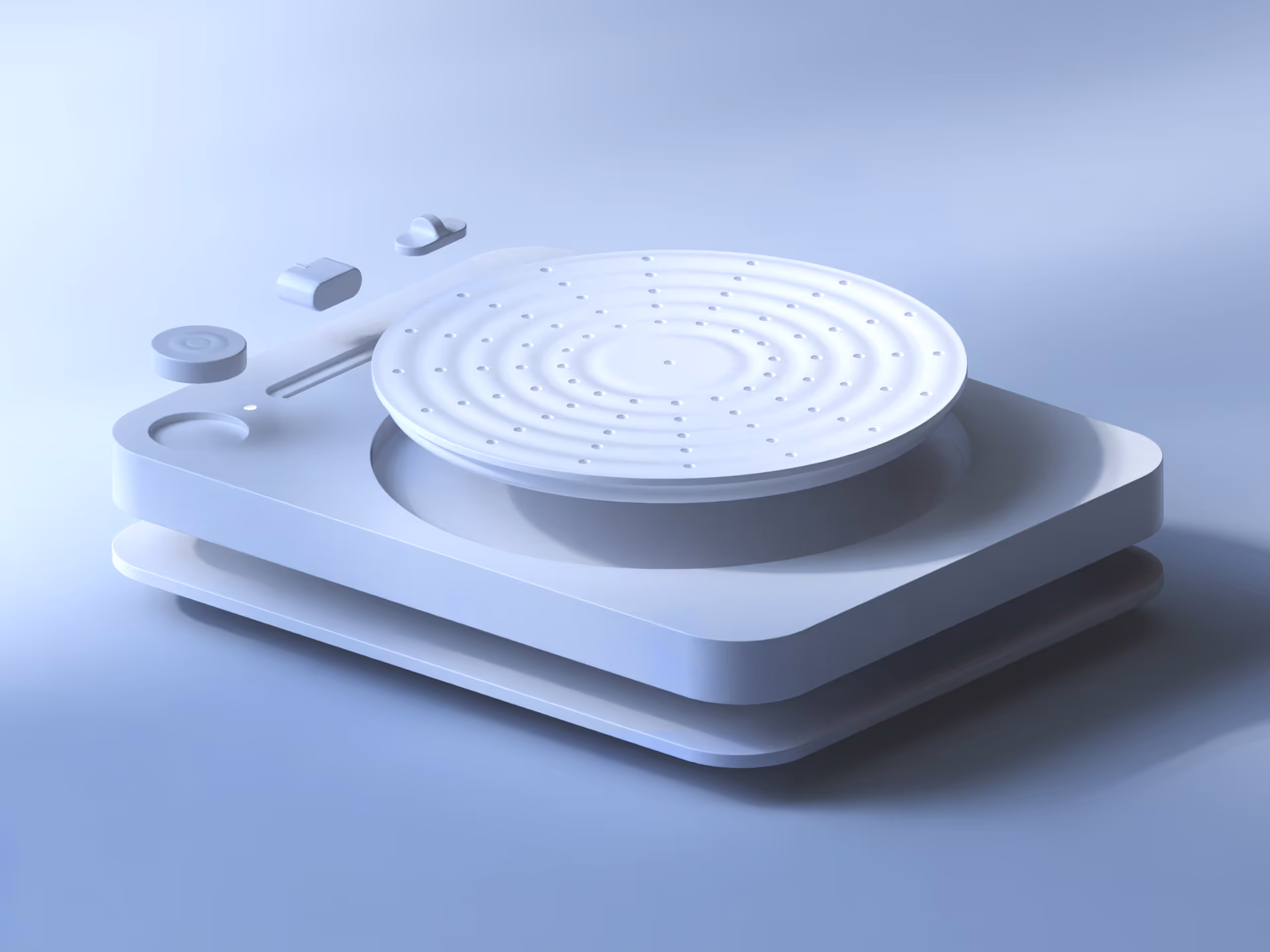 A image of a white device with geometric shapes