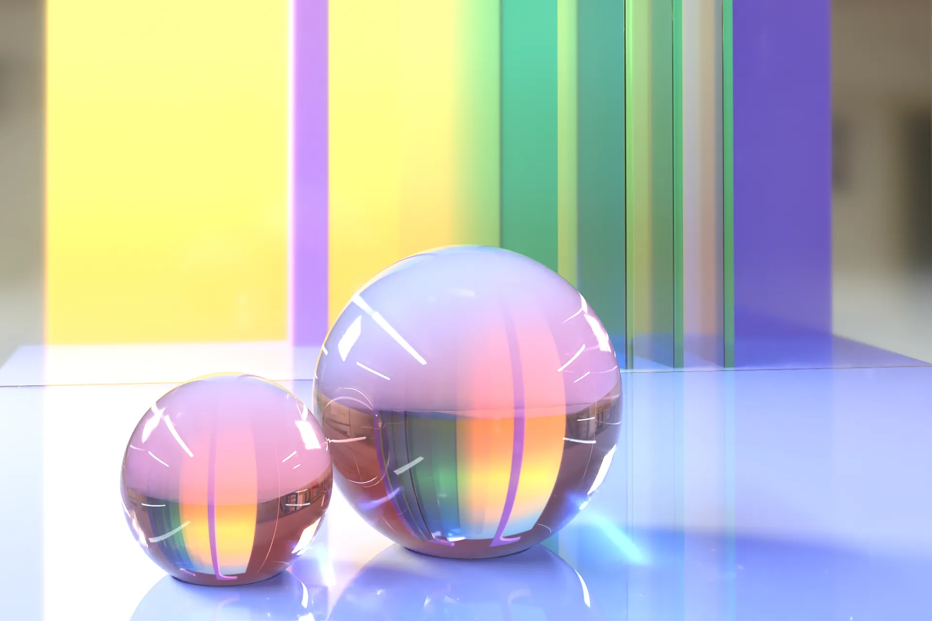 Rainbow sphere 3D objects made in Womp software for making 3D models