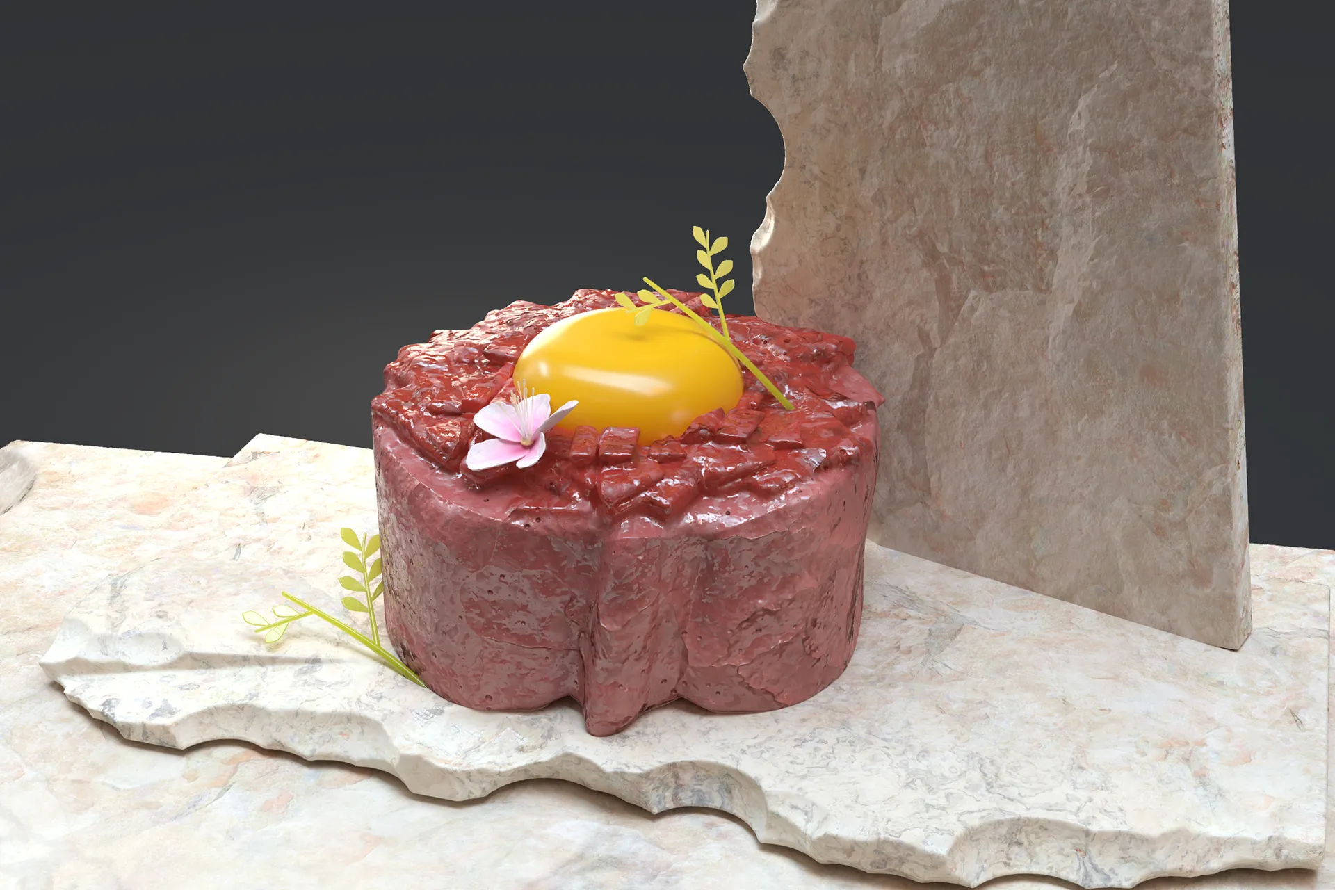 Tartare dish designed using Womp 3D modeling software for artists