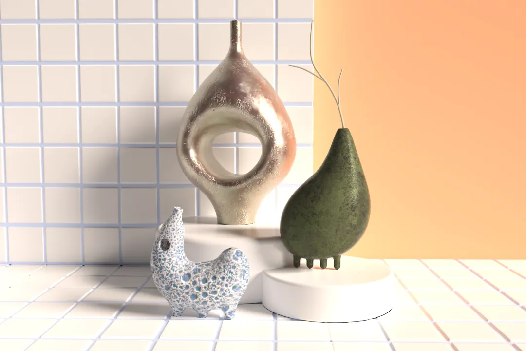 Vases render created with Womp 3D model editor free software